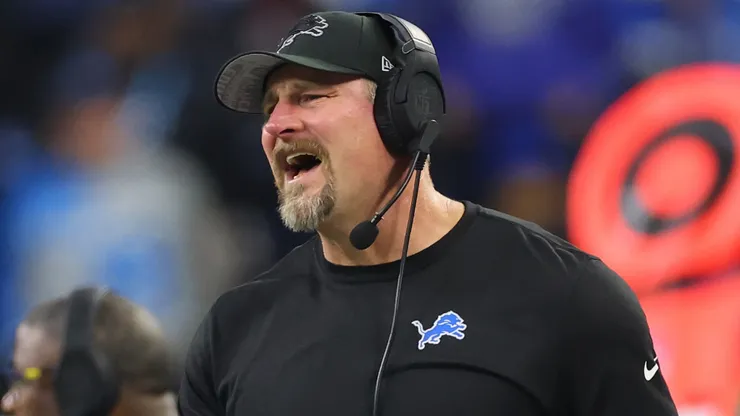 Head coach Dan Campbell of the Detroit Lions while playing the Minnesota Vikings at Ford Field on January 05, 2025 in Detroit, Michigan.