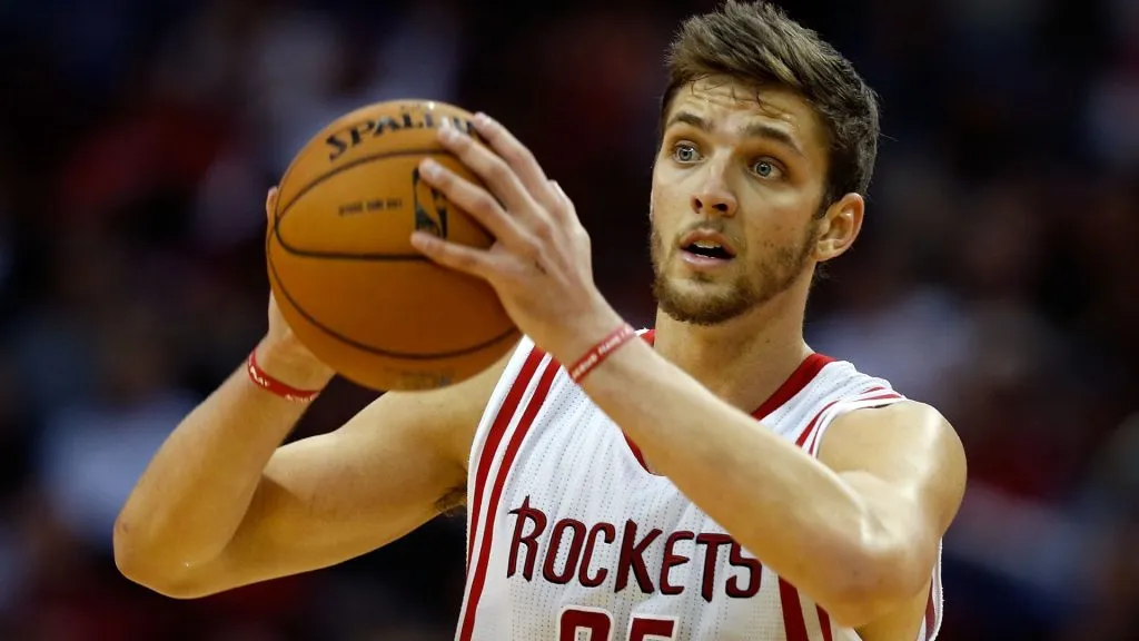 Chandler Parsons playing with the Houston Rockets against the New York Knicks at the Toyota Center on November 23, 2012