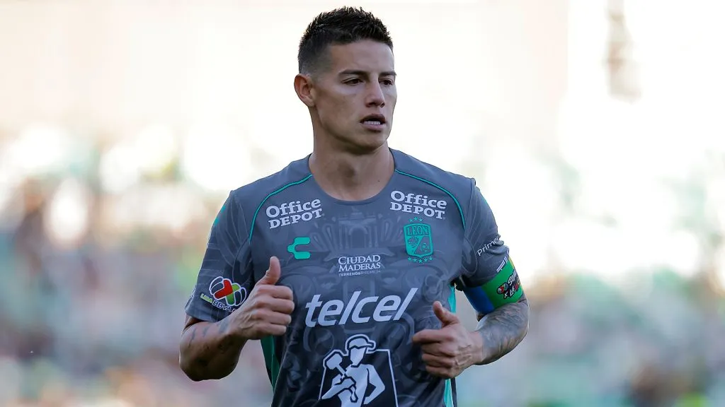James Rodriguez of Leon looks on during the 11th round match between Santos Laguna and Leon. (Manuel Guadarrama/Getty Images)