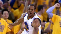 Andre Iguodala #9 of the Golden State Warriors reacts after a dunk in the second quarter against the Houston Rockets during game two of the Western Conference Finals of the 2015