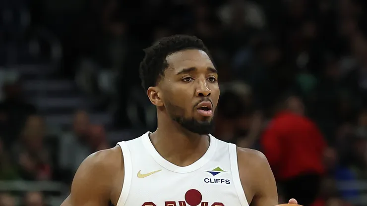 Donovan Mitchell #45 of the Cleveland Cavaliers handles the ball during a game against the Milwaukee Bucks
