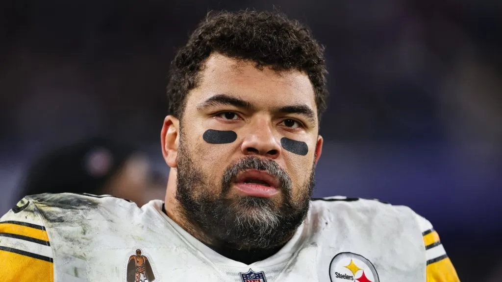 Cameron Heyward #97 of the Pittsburgh Steelers looks on during the first half of the AFC Wild Card Playoff game against the Baltimore Ravens at M&amp;T Bank Stadium on January 11, 2025 in Baltimore, Maryland.