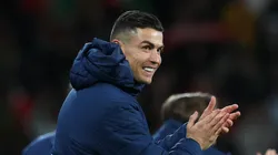 Cristiano Ronaldo of Portugal celebrates his side's fifth goal scored by Goncalo Ramos of Portugal