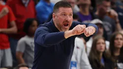 Head coach Chris Beard of the Ole Miss Rebels reacts during the second half against the North Carolina Tar Heels in the first round of the NCAA Men's Basketball Tournament at Fiserv Forum on March 21, 2025 in Milwaukee, Wisconsin.