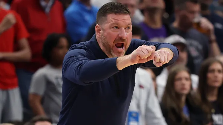 Head coach Chris Beard of the Ole Miss Rebels reacts during the second half against the North Carolina Tar Heels in the first round of the NCAA Men's Basketball Tournament at Fiserv Forum on March 21, 2025 in Milwaukee, Wisconsin.