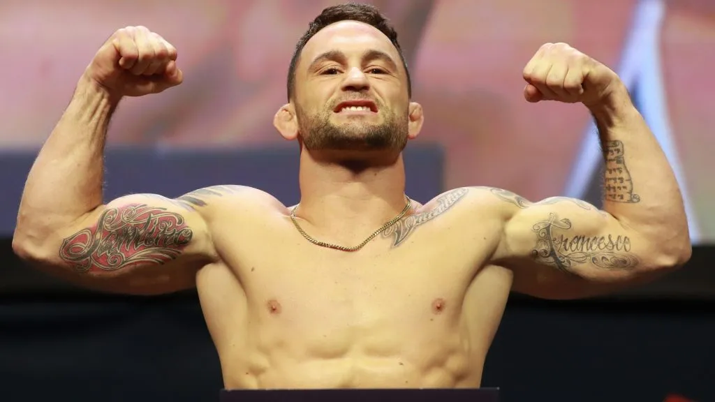 Frankie Edgar reacts during UFC 205 Weigh-ins at Madison Square Garden on November 11, 2016. (Source: Michael Reaves/Getty Images)