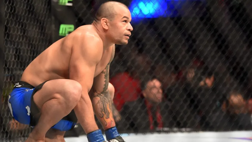 Gleison Tibau enters the Octagon before his lightweight bout against Tony Ferguson during the UFC 184 event at Staples Center on February 28, 2015. (Source: Harry How/Getty Images)