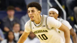 Justin Pippen #10 of the Michigan Wolverines plays against the TCU Horned Frogs at Crisler Arena on November 15, 2024 in Ann Arbor, Michigan.