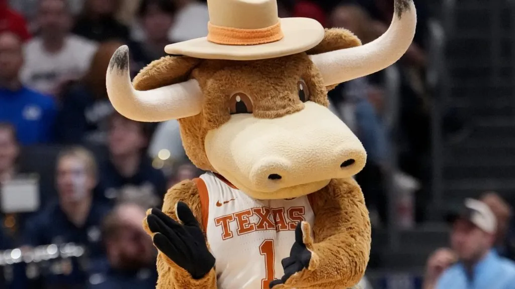 Texas Longhorns mascot performs during the first half in the First Four game of the NCAA Men’s Basketball Tournament at University of Dayton Arena on March 19, 2025. (Source: Dylan Buell/Getty Images)