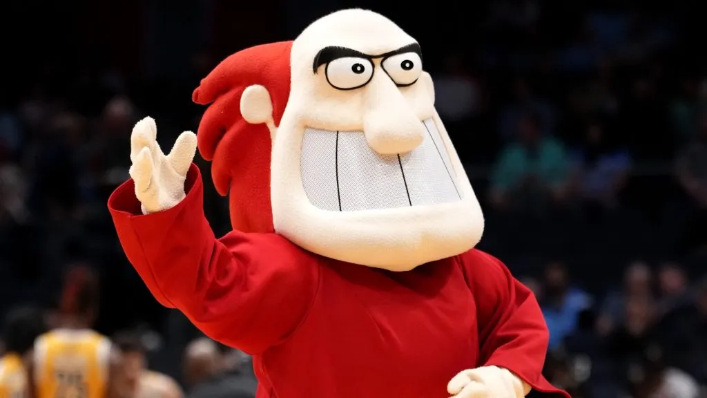 St. Francis (Pa) Red Flash mascot reacts during the first half in the First Four game of the NCAA Men’s Basketball Tournament at University of Dayton Arena on March 18, 2025. (Source: Dylan Buell/Getty Images)