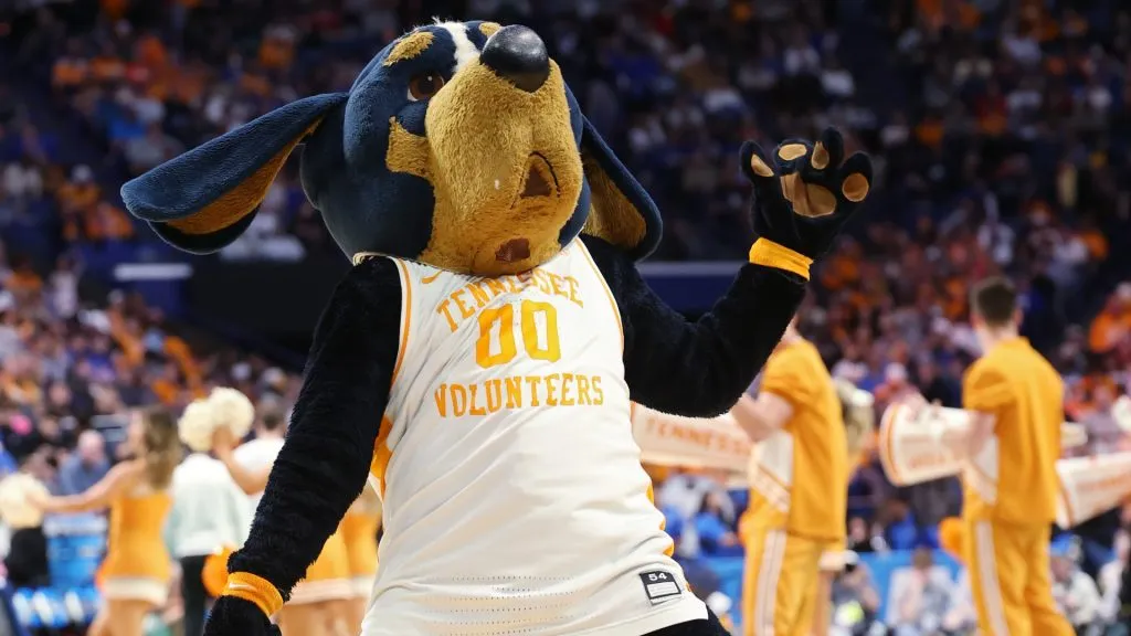 Tennessee Volunteers mascot performs during the game between the Wofford Terriers and the Tennessee Volunteers in the first round of the NCAA Men’s Basketball Tournament in 2025. (Source: Andy Lyons/Getty Images)