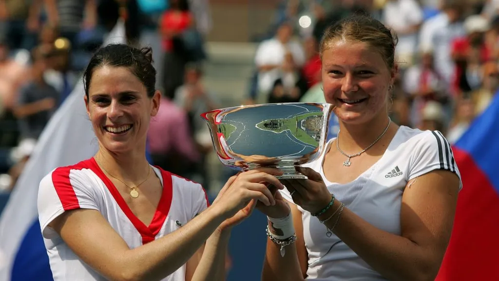 Dinara Safina and Nathalie Dechy won the US Open doubles title (Matthew Stockman/Getty Images)