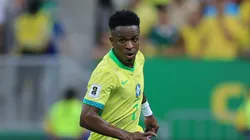 Vinicius Junior of Brazil controls the ball during the South American FIFA World Cup 2026 Qualifier match between Brazil and Colombia