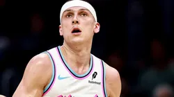 Tyler Herro #14 of the Miami Heat controls the ball during the first half at Kaseya Center on February 28, 2025 in Miami, Florida.