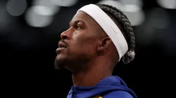 Jimmy Butler III #10 of the Golden State Warriors warms up before the game against the Brooklyn Nets at Barclays Center on March 06, 2025 in the Brooklyn borough of New York City.