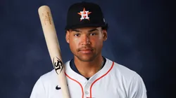Cam Smith #90 of the Houston Astros poses for a portrait during photo day at CACTI Park of the Palm Beaches on February 20, 2025 in West Palm Beach, Florida.