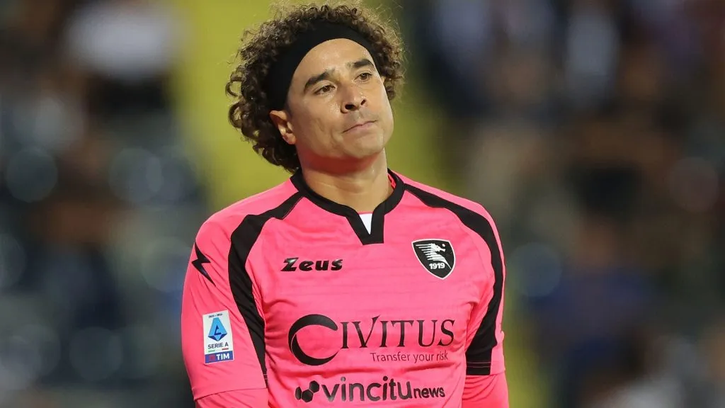 Guillermo Ochoa goalkeeper of US Salernitana reacts during the Serie A TIM match between Empoli FC and US Salernitana at Stadio Carlo Castellani on September 27, 2023. (Source: Gabriele Maltinti/Getty Images)