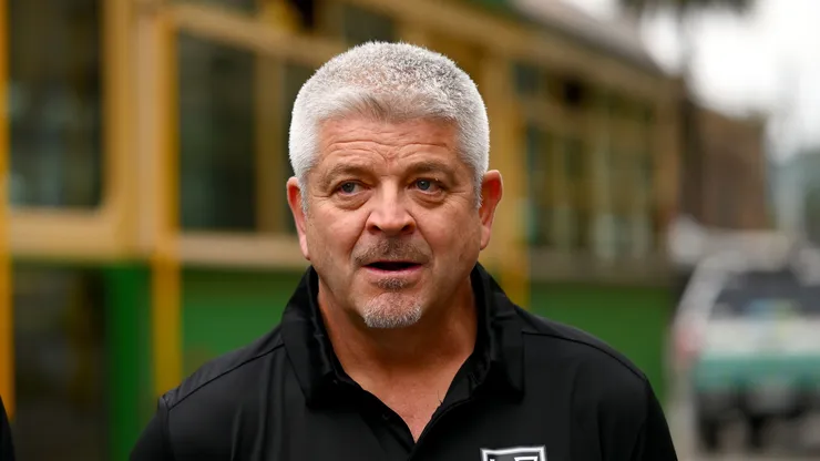 Head Coach Todd McLellan watches on during a NHL International Series Media Opportunity at Parliament House on September 18, 2023 in Melbourne, Australia.