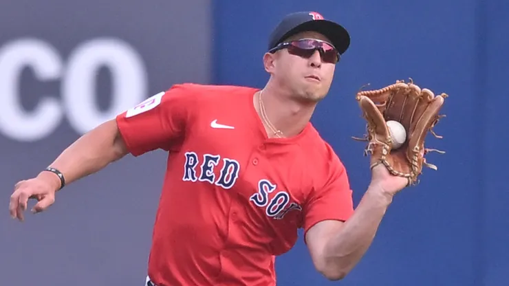 Alex Bregman of Boston Red Sox catches the ball during the MLB Monterrey Series between the Boston Red Sox and Sultanes de Monterrey at estadio Mobil Super on March 25, 2025 in Monterrey, Mexico.