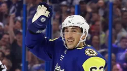 Brad Marchand #63 of the Boston Bruins celebrates after a play during the 2018 Honda NHL All-Star Game between the Atlantic Division and the Metropolitan Divison at Amalie Arena on January 28, 2018 in Tampa, Florida.
