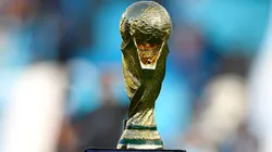 A FIFA World Cup trophy replica.