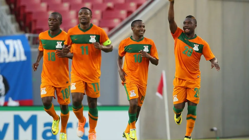 Zambia celebrate their second goal during the International Friendly Match between Japan and Zambia. (Mark Kolbe/Getty Images)