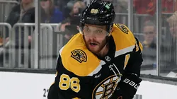 David Pastrnak #88 of the Boston Bruins skates against the Ottawa Senators during the first period at TD Garden on January 23, 2025 in Boston, Massachusetts.