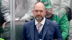 Head coach Peter DeBoer of the Dallas Stars watches as his team plays against the Edmonton Oilers during the first period in Game One of the Western Conference Final of the 2024 Stanley Cup Playoffs.