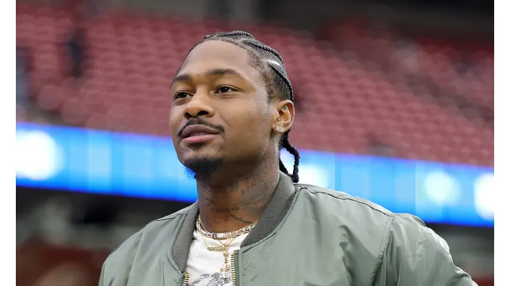 Stefon Diggs #1 of the Houston Texans looks on from the sidelines prior to the game against the Baltimore Ravens at NRG Stadium on December 25, 2024 in Houston, Texas.