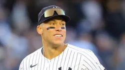 Aaron Judge #99 of the New York Yankees reacts after defeating the Milwaukee Brewers on Opening Day at Yankee Stadium on March 27, 2025 in New York City.
