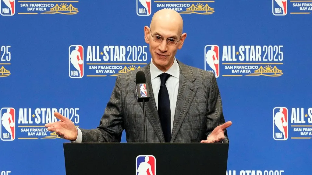 NBA Commissioner Adam Silver speaks to media at a press conference during 2025 NBA All-Star Weekend at Chase Center. (Thearon W. Henderson/Getty Images)
