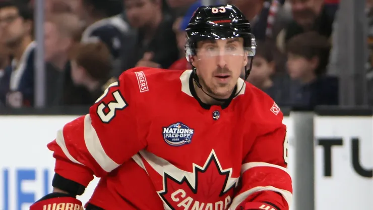 Brad Marchand #63 of Team Canada skates against Team United States in the NHL 4 Nations Face-Off Championship Game at TD Garden on February 20, 2025 in Boston, Massachusetts.
