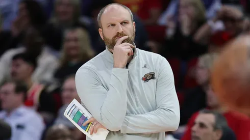 Head Coach Taylor Jenkins of the Memphis Grizzlies looks on against the Houston Rockets during the second half at Toyota Center on January 13, 2025 in Houston, Texas.