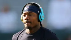 Stefon Diggs #1 of the Houston Texans warms up prior to a game against the Green Bay Packers at Lambeau Field on October 20, 2024 in Green Bay, Wisconsin.
