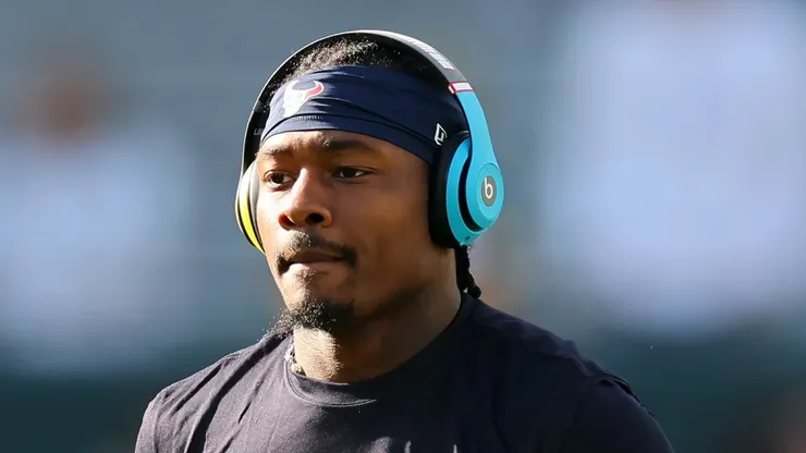 Stefon Diggs #1 of the Houston Texans warms up prior to a game against the Green Bay Packers at Lambeau Field on October 20, 2024 in Green Bay, Wisconsin.