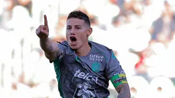 James Rodriguez of Leon argues during the 11th round match between Santos Laguna and Leon