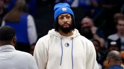 Anthony Davis #3 of the Dallas Mavericks looks on during a timeout during the second half against the Phoenix Suns
