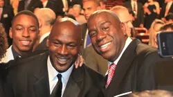 Magic Johnson and Michael Jordan, NBA legends.