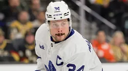 Auston Matthews #34 of the Toronto Maple Leafs skates against the Vegas Golden Knights at T-Mobile Arena on March 05, 2025 in Las Vegas, Nevada.