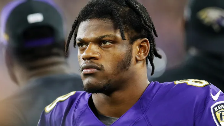 Lamar Jackson #8 of the Baltimore Ravens