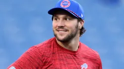 Josh Allen #17 of the Buffalo Bills looks on prior to the game against the Jacksonville Jaguars at Highmark Stadium on September 23, 2024 in Orchard Park, New York.