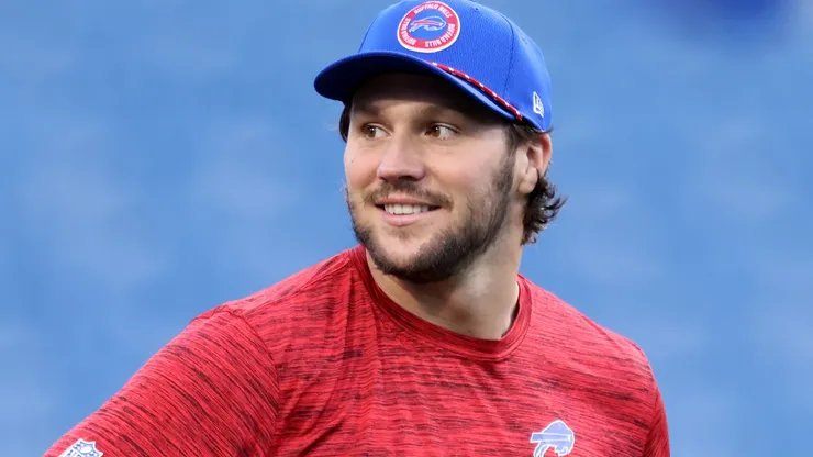 Josh Allen #17 of the Buffalo Bills looks on prior to the game against the Jacksonville Jaguars at Highmark Stadium on September 23, 2024 in Orchard Park, New York.