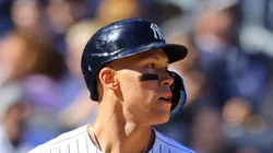 Aaron Judge #99 of the New York Yankees in action against the Milwaukee Brewers at Yankee Stadium on March 27, 2025 in New York City. New York Yankees defeated the Milwaukee Brewers 4-2.