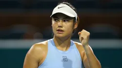 Emma Raducanu during the 2025 Miami Open quarter-finals vs Madison Keys