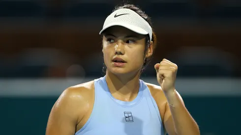 Emma Raducanu during the 2025 Miami Open quarter-finals vs Madison Keys