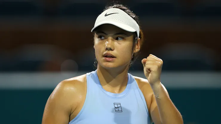 Emma Raducanu during the 2025 Miami Open quarter-finals vs Madison Keys
