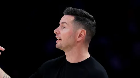 Head coach JJ Redick of the Los Angeles Lakers reacts against the Chicago Bulls