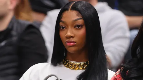 Angel Reese of the Chicago Sky looks on during the first half between the Chicago Bulls and the Orlando Magic at the United Center on October 30, 2024 in Chicago, Illinois.