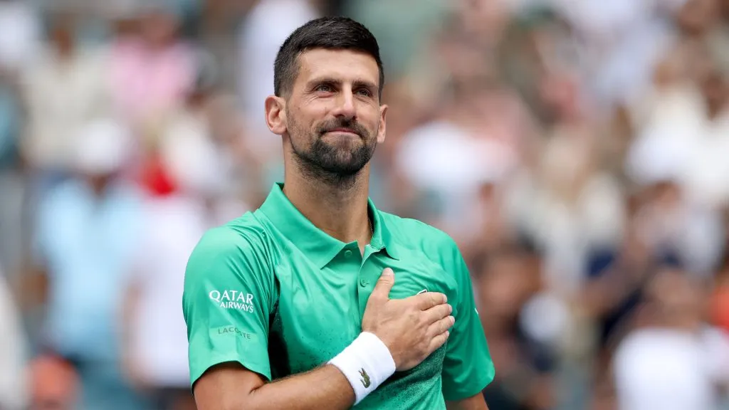 Novak Djokovic during the 2025 Miami Open semifinals (Matthew Stockman/Getty Images)