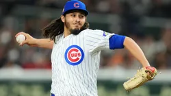 Eli Morgan #33 of the Chicago Cubs throws in the bottom of the fifth inning against Hanshin Tigers at Tokyo Dome on March 15, 2025 in Tokyo, Japan.
